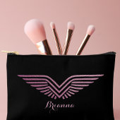 トラベル パイロット ウィングス ピンク スパークル かわいい カスタム アクセサリーポーチ