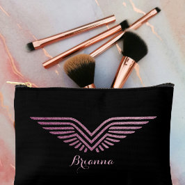 トラベル パイロット ウィングス ピンク スパークル かわいい カスタム アクセサリーポーチ