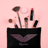 トラベル パイロット ウィングス ピンク スパークル かわいい カスタム アクセサリーポーチ