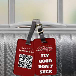 トラベル ユーモア「Fly Good Don’t Suck(ちゃんと飛んでくれよ)」と飛行機 ラゲッジタグ