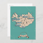 トラベ図解入りの、写真付きのル地図アイスランド インビテーションポストカード (正面/裏面)