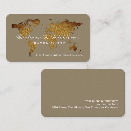 トラベ国際的ルエージェントの世界地図エレガント 名刺 (正面/裏面)