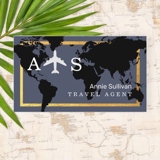 トラベ国際的ルエージェントの飛行機の世界地図 名刺