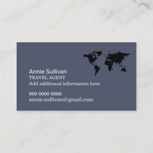 トラベ国際的ルエージェントの飛行機の世界地図 名刺 (裏面)