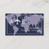 トラベ国際的ルエージェントジェットの世界地図 名刺 (正面)