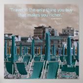 トラベ感動的ル引用文ビーチ椅子 ポスター (正面)