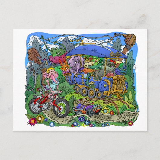 トラムで旅行。 ポストカード (正面)