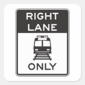トラム右車線のみ道路標識広場ステッカー スクエアシール (正面)