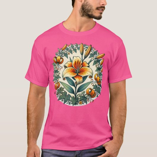 トラリリー・百合の花イラスト・ガーデニング Tシャツ (正面)