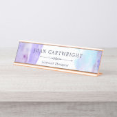 トランキル雨の紫の水彩 デスクネームプレート (正面)