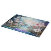 トランキル・ブルーム: オーダーメイドの野の花 ガラス カッティングボード (角)