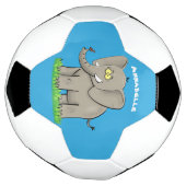 トランクおもしろいマンガに鳥を乗せた可愛い象 サッカーボール (回転)