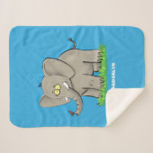 トランクおもしろいマンガに鳥を乗せた可愛い象 シェルパブランケット (正面(横))