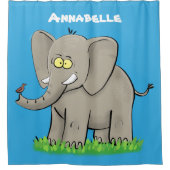 トランクおもしろいマンガに鳥を乗せた可愛い象 シャワーカーテン (正面)