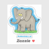 トランクおもしろいマンガに鳥を乗せた可愛い象 シール (シート)