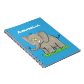 トランクおもしろいマンガに鳥を乗せた可愛い象 ノートブック (右側)