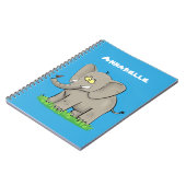 トランクおもしろいマンガに鳥を乗せた可愛い象 ノートブック (左側)