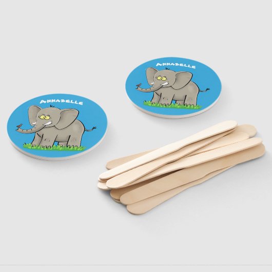 トランクおもしろいマンガに鳥を乗せた可愛い象 ハンドファン (組立なし)