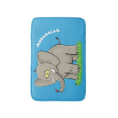 トランクおもしろいマンガに鳥を乗せた可愛い象 バスマット (正面縦)