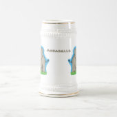 トランクおもしろいマンガに鳥を乗せた可愛い象 ビールジョッキ (中央)