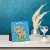 トランクおもしろいマンガに鳥を乗せた可愛い象 フォトプラーク (インサイチュ)