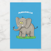 トランクおもしろいマンガに鳥を乗せた可愛い象 フードラベル (シングルラベル)