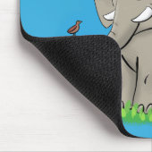 トランクおもしろいマンガに鳥を乗せた可愛い象 マウスパッド (コーナー)