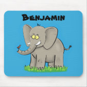 トランクおもしろいマンガに鳥を乗せた可愛い象 マウスパッド (正面)