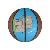 トランクおもしろいマンガに鳥を乗せた可愛い象 ミニバスケットボール (縦)