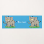 トランクおもしろいマンガに鳥を乗せた可愛い象 ヨガマット (裏面(横))