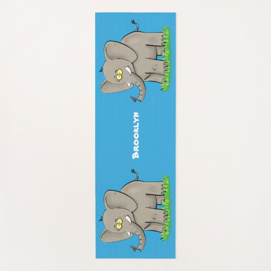 トランクおもしろいマンガに鳥を乗せた可愛い象 ヨガマット (正面)