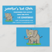 トランクおもしろいマンガに鳥を乗せた可愛い象 名刺 (正面/裏面)