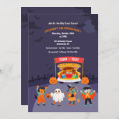 トランクまたはトリートキッズハローウィンパーティ 招待状 (正面/裏面)