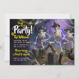 トランクまたはトリートハロウィーンダンスパーティー、スケルトン 招待状