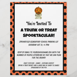 トランクまたはトリートハロウィーン点々のあるパーティの招待状 チラシ