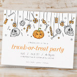 トランクまたはトリートパーティーモダンハロウィーン招待状 ポストカード<br><div class="desc">トリックや伝統的トリートの代わり祝に、トランクや隣人とトリート！</div>