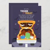 トランクまたは治療ハローウィンパーティ 招待状 (正面/裏面)