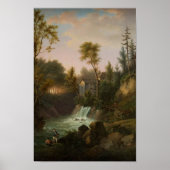 トランクイティ威厳のあるウォーターフォール魚釣り ポスター (正面)