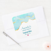 トランクトロピカルグリーン&金ゴールド縁どキャンドルビズ スクエアシール (封筒)