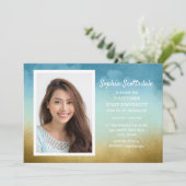 トランクパーティードームシャワースカイブルー金ゴールドフォトガール 招待状 (スタンド正面)