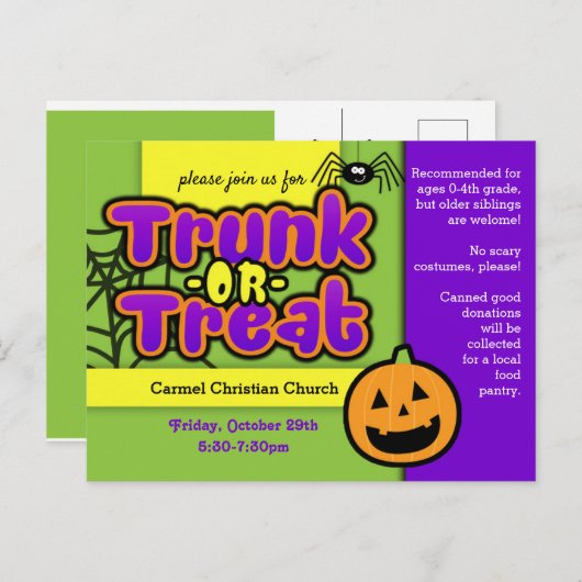 トランクポストカードまたはトリートポストカードのイベント告知 ポストカード (正面/裏面)