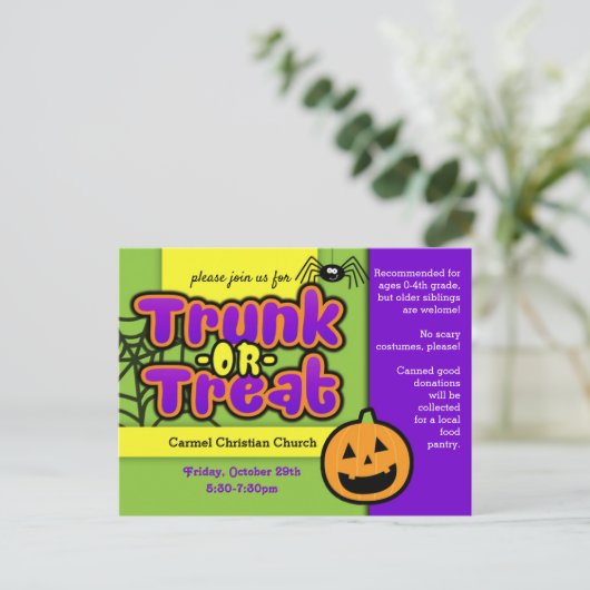 トランクポストカードまたはトリートポストカードのイベント告知 ポストカード (スタンド正面)