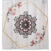 トランクランゴリ：ピンクとグレーのフローラ調和 シャワーカーテン (正面)