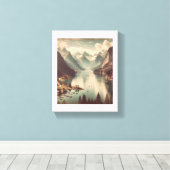 トランクルアルパインレイク – ヴィンテージスタイルマウンテンランド キャンバスプリント (インサイチュ (ウッドフロア))