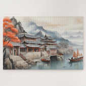 トランクルオリエンタル魚釣り村のシーン ジグソーパズル (横)