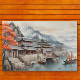 トランクルオリエンタル魚釣り村のシーン ジグソーパズル