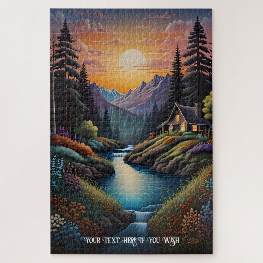 トランクルカントリーサイドリトリートコテージバイザストリーム ジグソーパズル (縦)