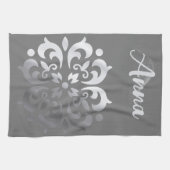 トランクルシルバー&グレーモノグラム | キッチンタオル (横)