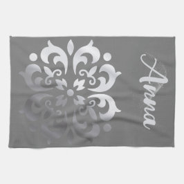 トランクルシルバー&グレーモノグラム | キッチンタオル