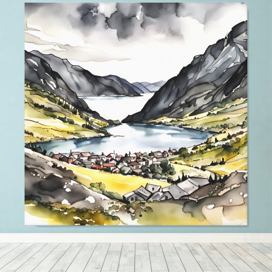 トランクルヘブンバイザノルウェーのフィヨルド キャンバスプリント (インサイチュ (ウッドフロア))